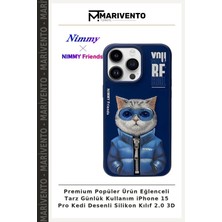 Premium Popüler Ürün Eğlenceli Tarz Günlük Kullanım iPhone 15 Pro Kedi Desenli Silikon Kılıf 2.0 3D