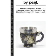 Kahve Bardağı Ofis Kupası Arkadaşa Sürpriz 3D Kabartmalı At Büstü Paslanmaz Çelik Kupa Bardak