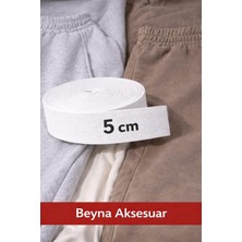 Happy Trend Bel Paça ve Don Lastiği Yassı Geniş Lastik 4cm,5cm,6cm,7 Cm,8cm,9cm 1 Paket 5 Metre (Beyaz, 5cm)