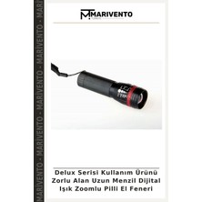 Delux Serisi Kullanım Ürünü Zorlu Alan Uzun Menzil Dijital Işık Zoomlu Pilli El Feneri