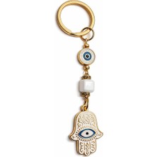 Happy Trend Ana Eli Nazar Boncuklu Anahtarlık – Şık Metal Hamsa El Charm, Çanta ve Araba Anahtarı Için Dekoratif Koruyucu Anahtarlık