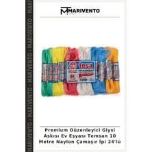 Premium Düzenleyici Giysi Askısı Ev Eşyası Temsan 10 Metre Naylon Çamaşır Ipi 24'lü