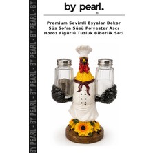 Premium Sevimli Eşyalar Dekor Süs Sofra Süsü Polyester Aşçı Horoz Figürlü Tuzluk Biberlik Seti