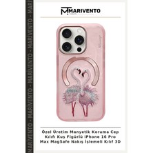 Özel Üretim Manyetik Koruma Cep Kılıfı Kuş Figürlü iPhone 16 Pro Max Magsafe Nakış Işlemeli Kılıf 3D