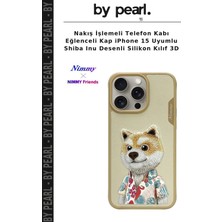 Nakış Işlemeli Telefon Kabı Eğlenceli Kap iPhone 15 Uyumlu Shiba Inu Desenli Silikon Kılıf 3D