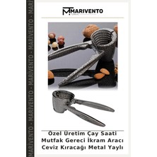 Özel Üretim Çay Saati Mutfak Gereci Ikram Aracı Ceviz Kıracağı Metal Yaylı