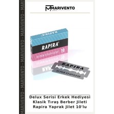 Delux Serisi Erkek Hediyesi Klasik Tıraş Berber Jileti Rapira Yaprak Jilet 10'lu