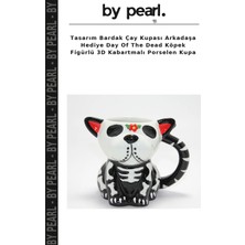 Tasarım Bardak Çay Kupası Arkadaşa Hediye Day Of The Dead Köpek Figürlü 3D Kabartmalı Porselen Kupa
