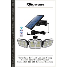 Garaj Işığı Güvenlik Lambası Güneş Enerjili Solar Panelli Uzaktan Kumandalı 122 LED Bahçe Aydınlatma