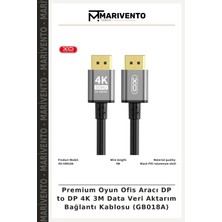 Premium Oyun Ofis Aracı Dp To Dp 4K 3m Data Veri Aktarım Bağlantı Kablosu (GB018A)