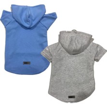 Happy Trend Polar Sweatshirt Köpek ve Kedi Kıyafeti & Elbisesi - Mavi & Gri 2'li Fırsat Paketi Xl Beden
