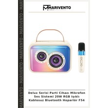 Delux Serisi Parti Cihazı Mikrofon Ses Sistemi 20W Rgb Işıklı Kablosuz Bluetooth Hoparlör F54
