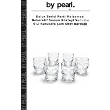 Delux Serisi Parti Malzemesi Dekoratif Sunum Kokteyl Sunumu 6'lı Kurukafa Cam Shot Bardağı