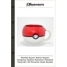 Mutfak Eşyası Kahve Kupası Sevgiliye Hediye Pokemon Pokeball Tasarımlı 3D Porselen Kupa Bardak