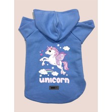 Happy Trend Polar Sweatshirt Köpek ve Kedi Kıyafeti & Elbisesi - Mavi Unicorn S Beden