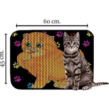 Happy Trend Elekli Desenli Kedi Tuvalet Önü Paspası 60 x 45 cm Tombul Kedi