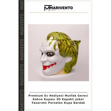 Premium Ev Hediyesi Mutfak Gereci Kahve Kupası 3D Kapaklı Joker Tasarımlı Porselen Kupa Bardak