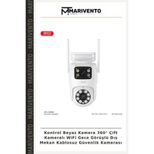 Kontrol Beyaz Kamera 360° Çift Kameralı Wifi Gece Görüşlü Dış Mekan Kablosuz Güvenlik Kamerası
