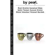 Özel Üretim Sanatsal Obje Şehir Temalı Sunum Ürünü Metal Istanbul Yöresel Bardak