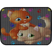 Happy Trend Elekli Desenli Kedi Tuvalet Önü Paspası 60 x 45 cm Pati Kediler