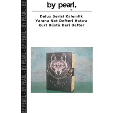 Delux Serisi Kalemlik Yanına Not Defteri Hatıra Kurt Büstü Deri Defter
