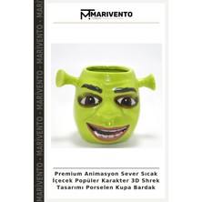 Premium Animasyon Sever Sıcak Içecek Popüler Karakter 3D Shrek Tasarımı Porselen Kupa Bardak