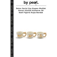 Delux Serisi Çay Kupası Mutfak Gereci Günlük Kullanım 3D Kedi Figürlü Kupa Bardak
