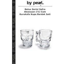 Delux Serisi Sofra Aksesuarı 2'li Cam Kurukafa Kupa Bardak Seti