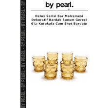 Delux Serisi Bar Malzemesi Dekoratif Bardak Sunum Gereci 6'lı Kurukafa Cam Shot Bardağı