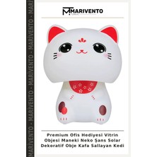 Premium Ofis Hediyesi Vitrin Objesi Maneki Neko Şans Solar Dekoratif Obje Kafa Sallayan Kedi