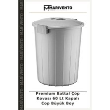 Premium Battal Çöp Kovası 60 Lt Kapalı Cop Büyük Boy