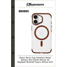 Delux Serisi Cep Telefonu Metal Detaylı Stil Sahibi iPhone 16 Magsafe Özellikli Supra Silikon Kılıf