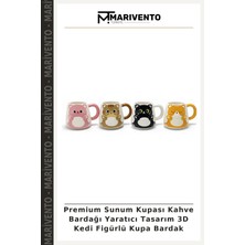 Premium Sunum Kupası Kahve Bardağı Yaratıcı Tasarım 3D Kedi Figürlü Kupa Bardak