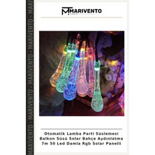 Otomatik Lamba Parti Süslemesi Balkon Süsü Solar Bahçe Aydınlatma 7m 50 LED Damla Rgb Solar Panelli