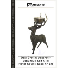 Özel Üretim Dekoratif Sunumluk Göz Alıcı Metal Geyikli Kase 77 cm