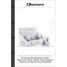 Premium Şık Aksesuar Çanta Aksesuarı Şehir Temalı Taşlı Istanbul Tasarımı El Aynası Ince ALK2472A