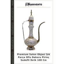 Premium Salon Objesi Şık Parça Ofis Dekoru Pirinç Sedefli Ibrik 100 cm