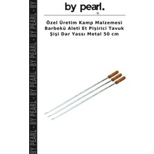 Özel Üretim Kamp Malzemesi Barbekü Aleti Et Pişirici Tavuk Şişi Dar Yassı Metal 50 cm