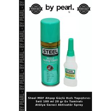 Steel Mdf Ahşap Güçlü Hızlı Yapıştırıcı Seti 100 ml 20 gr Ev Tamiratı Atölye Gereci Aktivatör Sprey