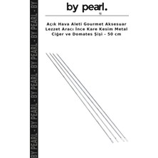 Açık Hava Aleti Gourmet Aksesuar Lezzet Aracı Ince Kare Kesim Metal Ciğer ve Domates Şişi - 50 cm