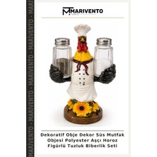 Dekoratif Obje Dekor Süs Mutfak Objesi Polyester Aşçı Horoz Figürlü Tuzluk Biberlik Seti