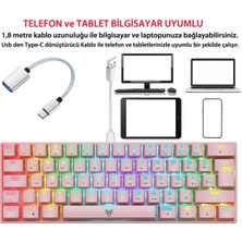 Universal Majesty 62 Tuşlu Rgb Mini Gaming Oyuncu Mekanik Klavye Red Switch Pembe