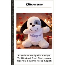 Premium Hediyelik Hediye Yıl Dönümü Seni Seviyorum Tişörtlü Sevimli Peluş Köpek
