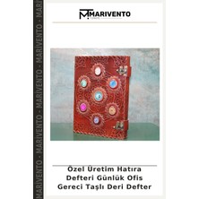 Özel Üretim Hatıra Defteri Günlük Ofis Gereci Taşlı Deri Defter