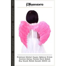 Premium Gösteri Eşyası Eğlence Ürünü Kostüm Detayı Pembe Renk Bebek Boy Küçük Melek Kanadı 40X55 cm
