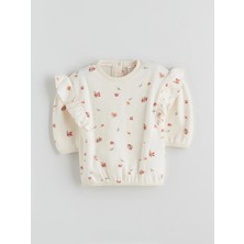 Lc Waikiki Yeni Sezon Ekru Bisiklet Yaka Kız Bebek Sweatshirt
