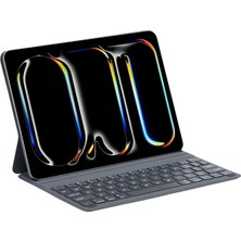 Universal IK04 Manyetik Ipad Klavyeli Kılıf Bluetooth 5.3 Türkçe Q Klavye Değiştirilebilir Pilli Ultra Ince Çok Açılı Standlı Gri