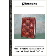 Özel Üretim Hatıra Defteri Notluk Taşlı Deri Defter