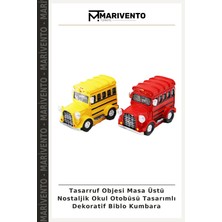 Tasarruf Objesi Masa Üstü Nostaljik Okul Otobüsü Tasarımlı Dekoratif Biblo Kumbara