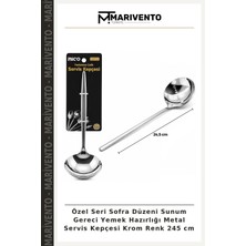 Özel Seri Sofra Düzeni Sunum Gereci Yemek Hazırlığı Metal Servis Kepçesi Krom Renk 245 cm